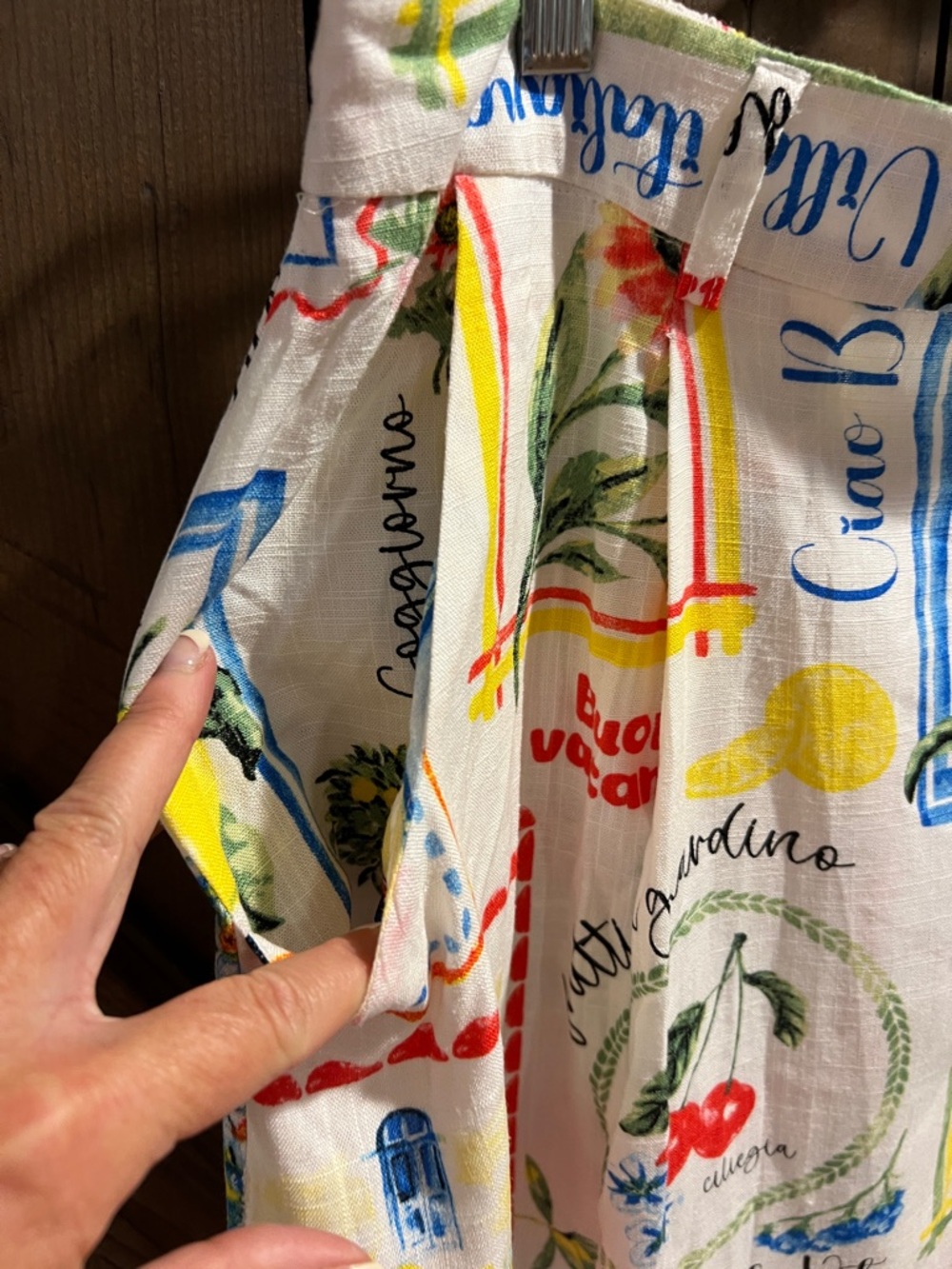 Haver & Blair Maxi Skirt Women L Linen Summer Italian Vacation Print Pockets - Picture 3 of 6